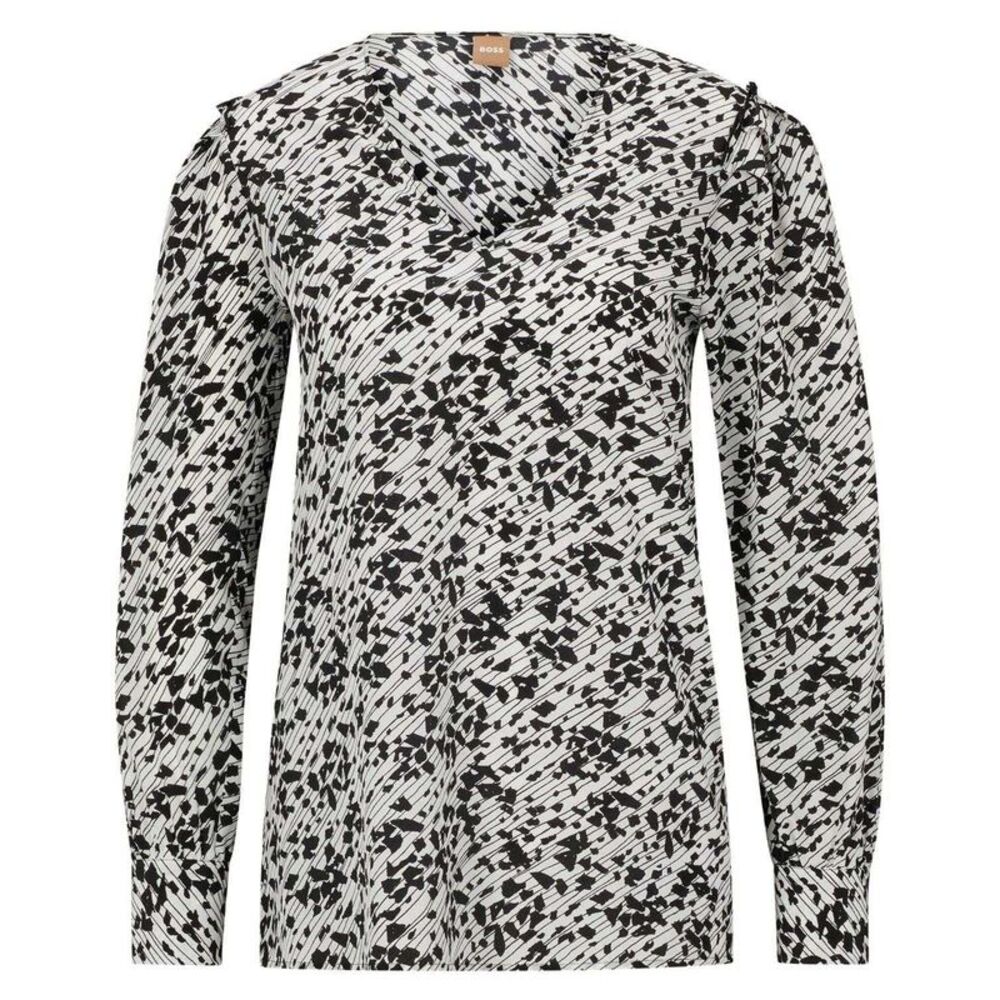 Boss Womens/Ladies Abstract V Neck Blouse / Black
